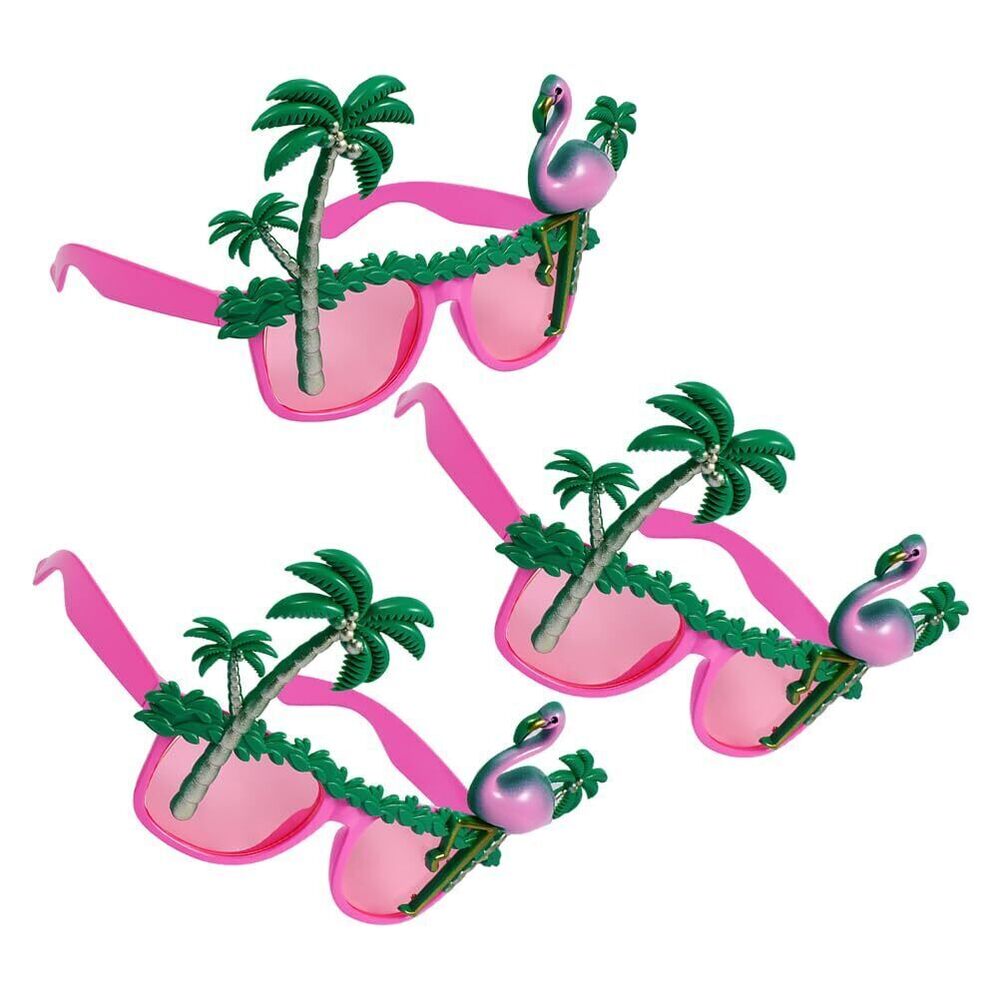 2100 3 PCS Hawaiian Flamingo Sunglasses, Tropical Theme Beach Party